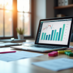 Bureau professionnel avec ordinateur affichant des analyses SEO