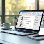 Bureau moderne avec Outlook et flux RSS lumineux