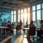 Groupe de professionnels dans un bureau moderne lumineux