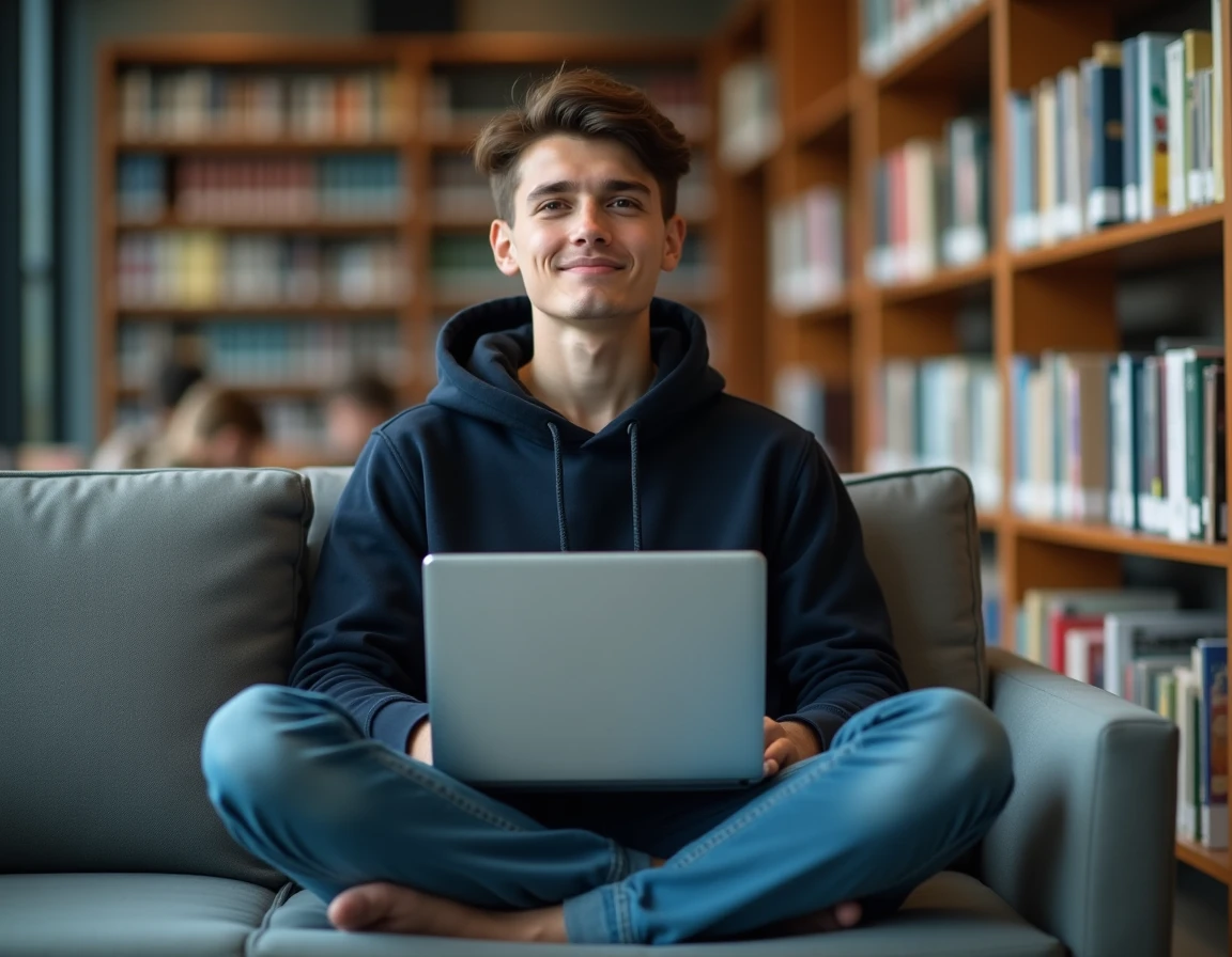 Étudiant configurant un transfert automatique depuis le webmail universitaire Aix Marseille dans une bibliothèque