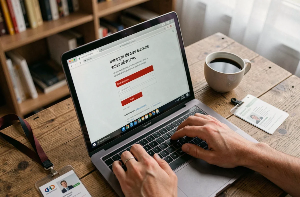 Gros plan sur les mains d'un utilisateur face à un message d'erreur d'identifiant intranet sur ordinateur portable