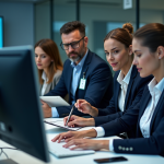 Groupe de quatre professionnels en sécurité informatique en réunion