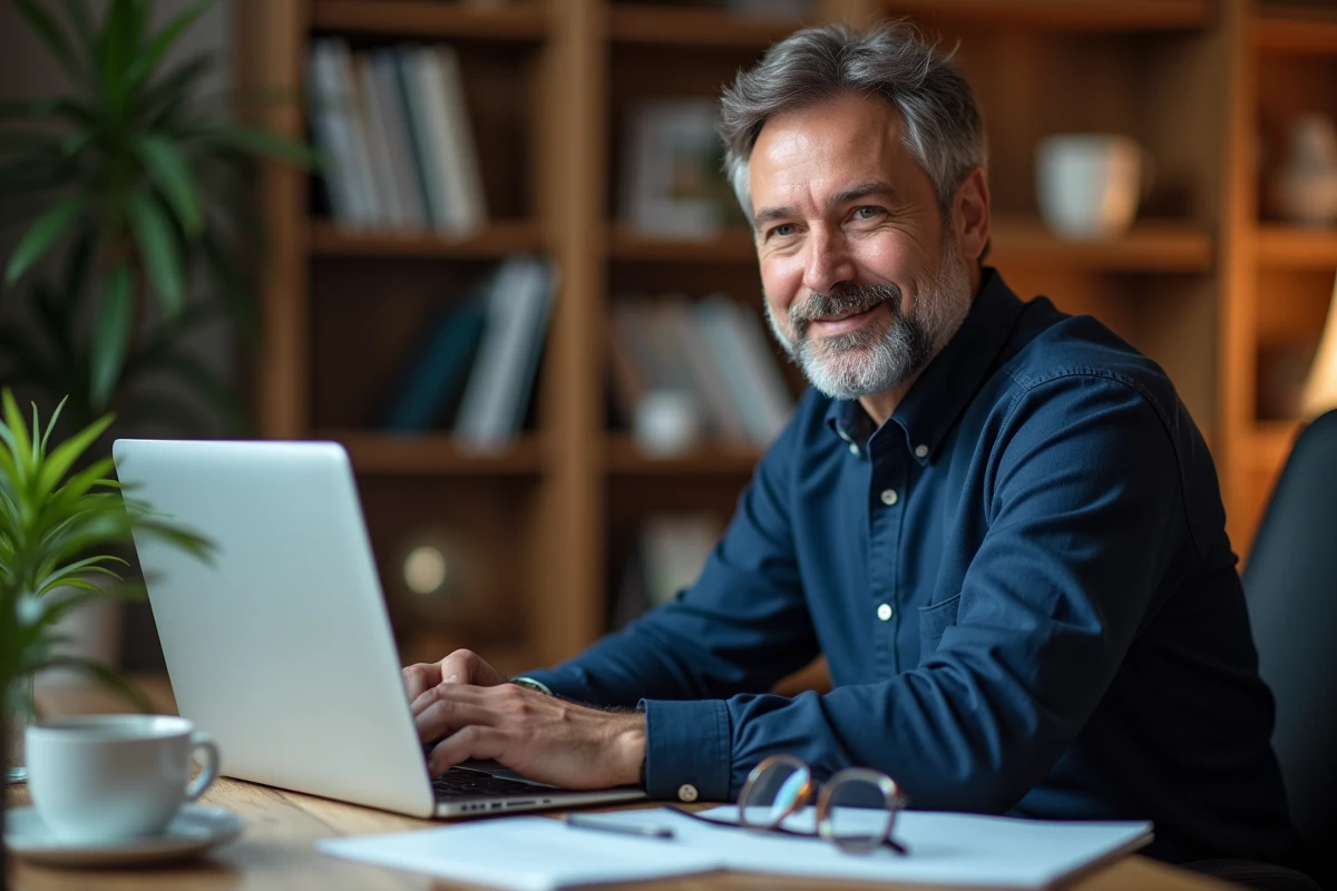 Homme en télétravail consultant le menu Figer les volets dans Excel sur un ordinateur portable