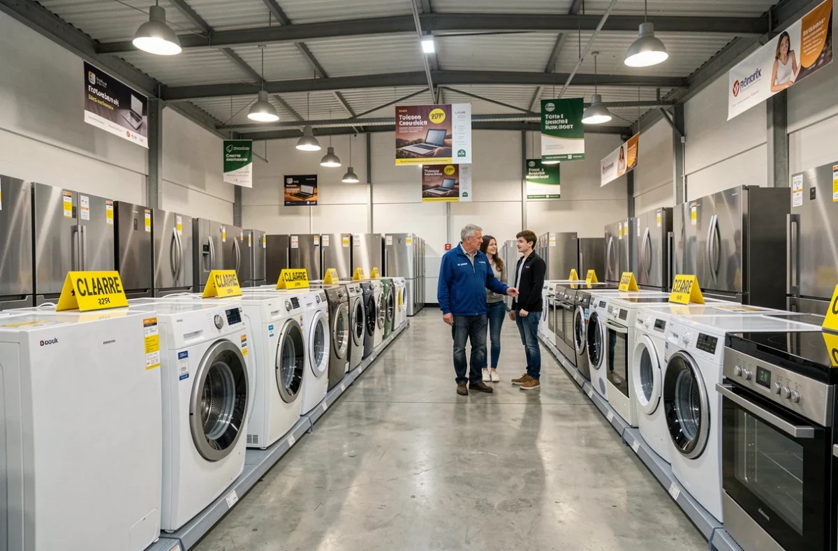 Showroom de l'enseigne MDA à Tours avec rayons d'électroménager grandes marques en discount