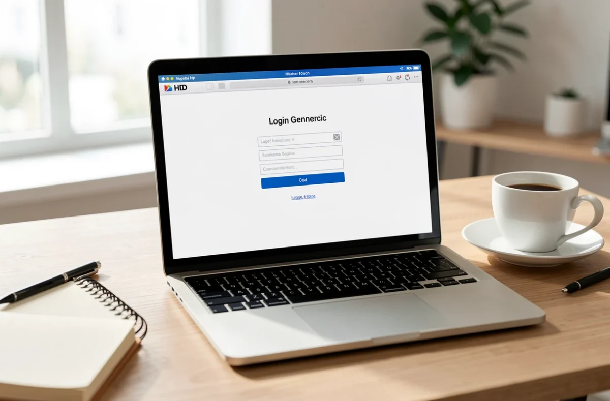 Ordinateur portable affichant un formulaire de connexion sur un bureau