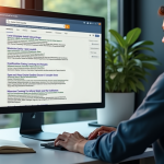 Personne au bureau moderne avec écran de recherche et notes