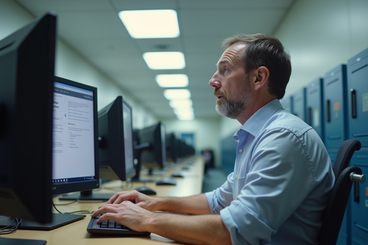 Professeur en classe moderne lors d